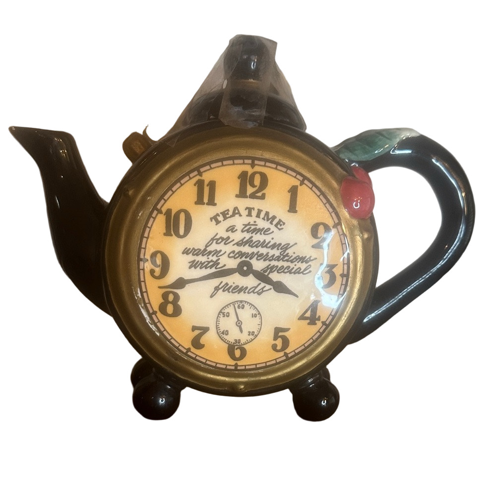 Black and Gold Teapot Clock